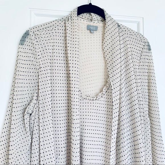 HOSS INTROPIA (ANTHROPOLOGIE) Cream w/ black polka dots Chiffon 2-Layer Blouse - Picture 3 of 12